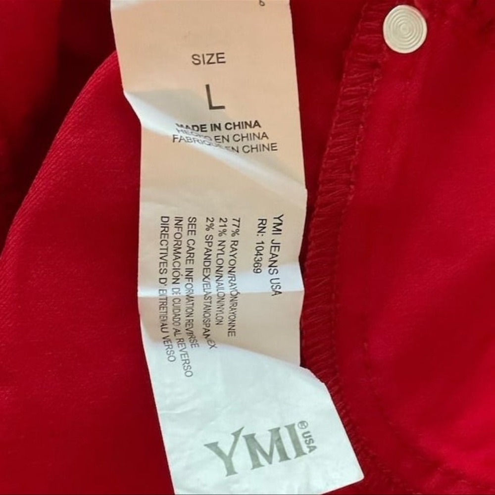 YMI Women's Large Red Curvy Stretch Straight Leg Jeans Casual Mid-High Rise - Picture 8 of 8